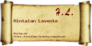 Hintalan Levente névjegykártya
